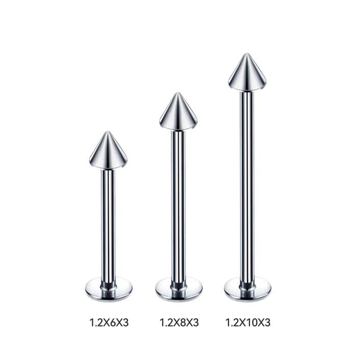 Cross-Border E-commerce Stainless Steel Lip Studs Pointed Cone Shape Multi-Color Multi-Size European and American Personality Fashion Hip-Hop Piercing Jewelry