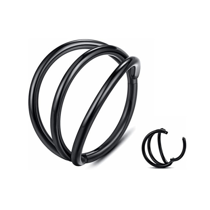 Hot Selling 316L Stainless Steel Seamless Hoop Earrings High-end Feel Three-layer Simple Ear Cuff Nose Ring Factory P...