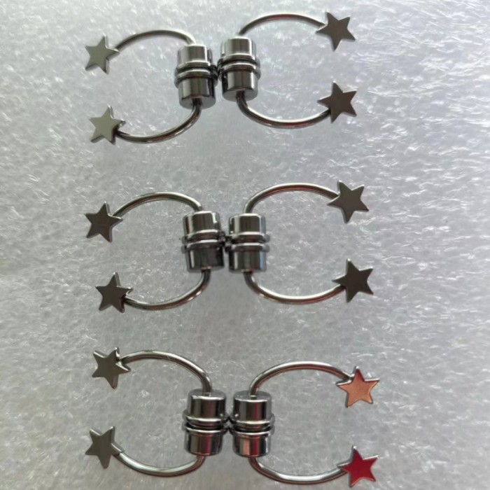 Cross-Border New Product Stainless Steel Magnetic Nose Clip No Piercing Pentagram Strong Magnetic Nose Ring Earrings Factory Wholesale