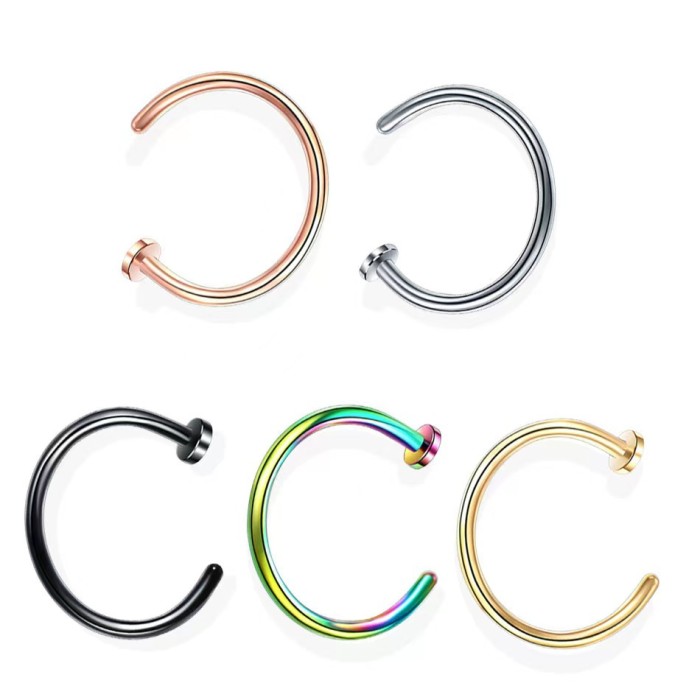 European and American INS Style Stainless Steel C-Shaped Round Fake Nose Ring, No Piercing Lip Ring, Earrings, Nose Clip, Stainless Steel Piercing Jewelry