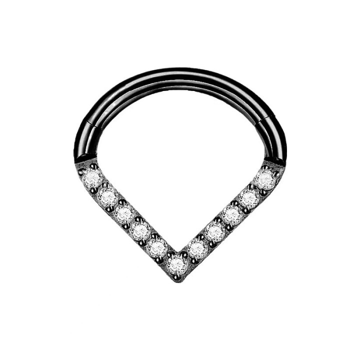 316L Stainless Steel Piercing Jewelry Heart-Shaped Zircon Closed Hoop Earrings Seamless Nose Ring Multi-Functional Ca...