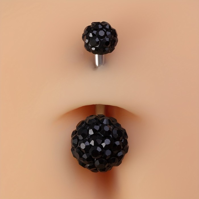 Factory Direct Sale Multi-Color High-Quality Rhinestone Starry Sky Shambhala Ball 316 Stainless Steel Rod Piercing Jewelry Belly Button Ring