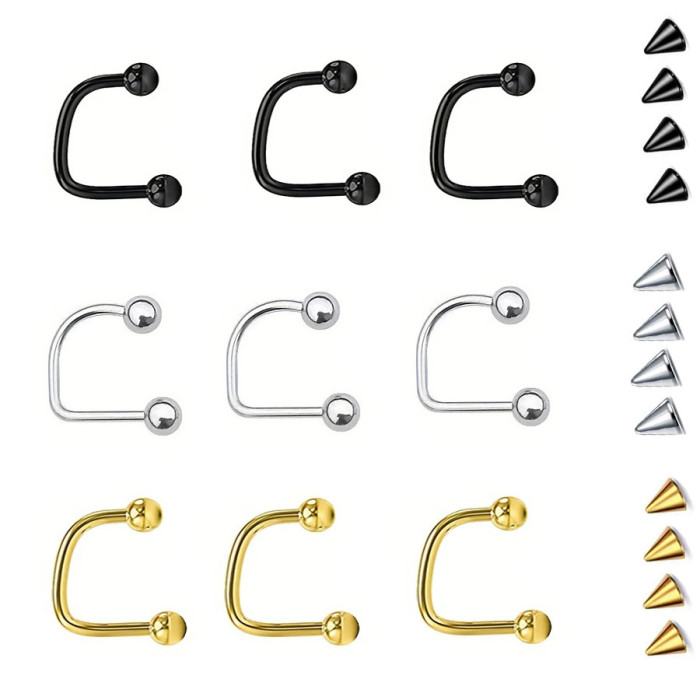 Amazon Xiyin Best-Selling Stainless Steel Horseshoe Ring Universal Clip Ball Ring Multiple Combination Sets Factory D...
