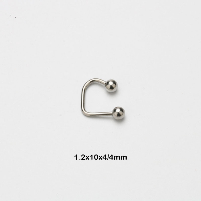 In Stock Titanium Steel D-Shaped Lip Ring Lip Stud Large and Small Balls Stainless Steel Four Colors Piercing Jewelry...
