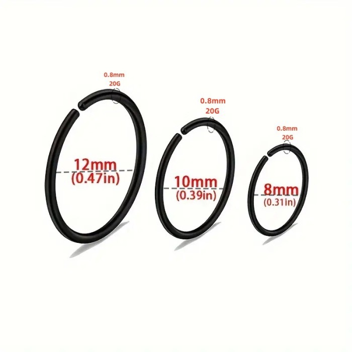 Cross-Border E-commerce Hot-Selling Simple Nose Ring Ear Hoop Welded Burnt Round Head Lip Ring Earrings Factory Bulk In-Stock Wholesale