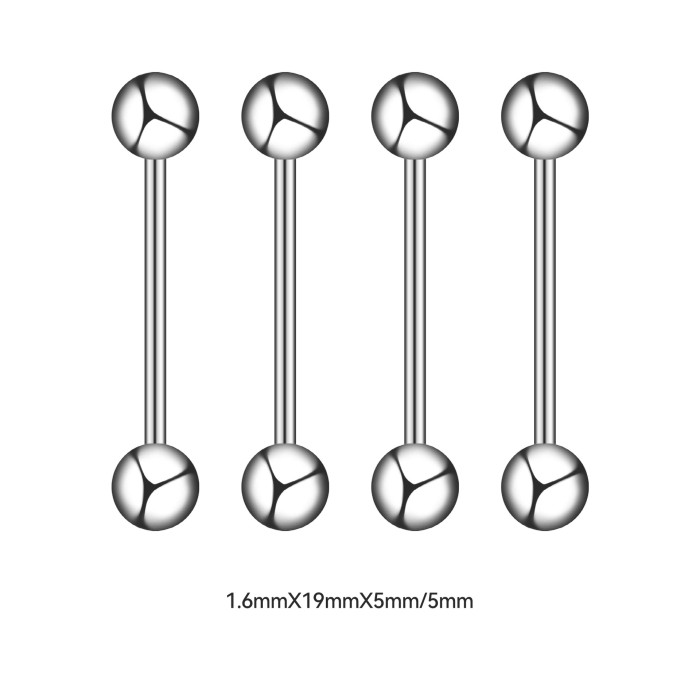 14G Thick Barbell Tongue Piercing Double Ball Barbell Tongue Stud Vacuum Electroplated Ear Bone Stud Titanium Steel P...