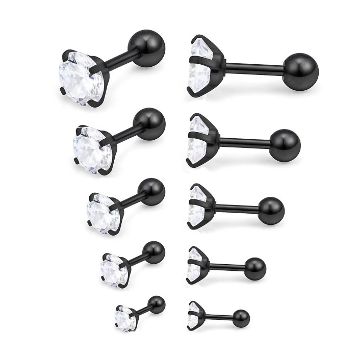 Hot-Selling Stainless Steel Zircon Earrings Four-Claw Integrated Earrings with Stone-Inlaid Twist Round Ball Earri...