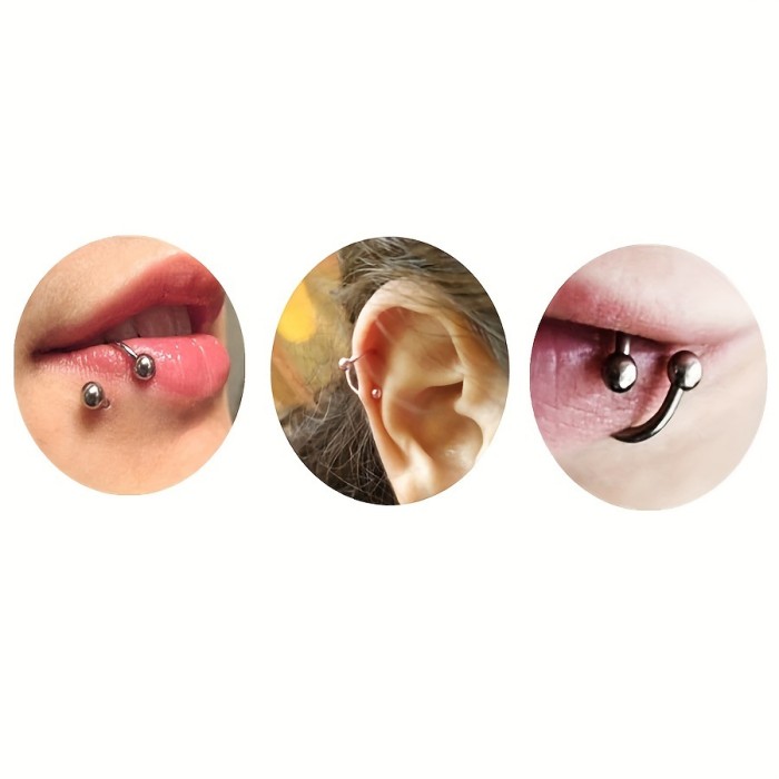 Stainless Steel Screw S-Shaped Spring Earrings Rotating Nose Stud S-Shaped Nose Ring Irregular Titanium Steel Lip Stud Niche Ear Hoop