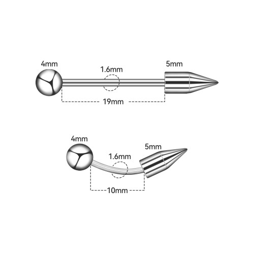 Personalized Nose Bridge Stud Titanium Steel Hypoallergenic Bent Rod Eyebrow Stud Large Pointed Cone Belly Button Ring Collarbone Ring Bridge Ear Cartilage Wholesale