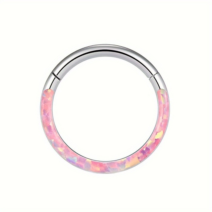 Hot Selling 316 Multifunctional Opal Closed Hoop Lip Ring Inlaid Opal Nose Ring Earrings Piercing Jewelry Factory Direct