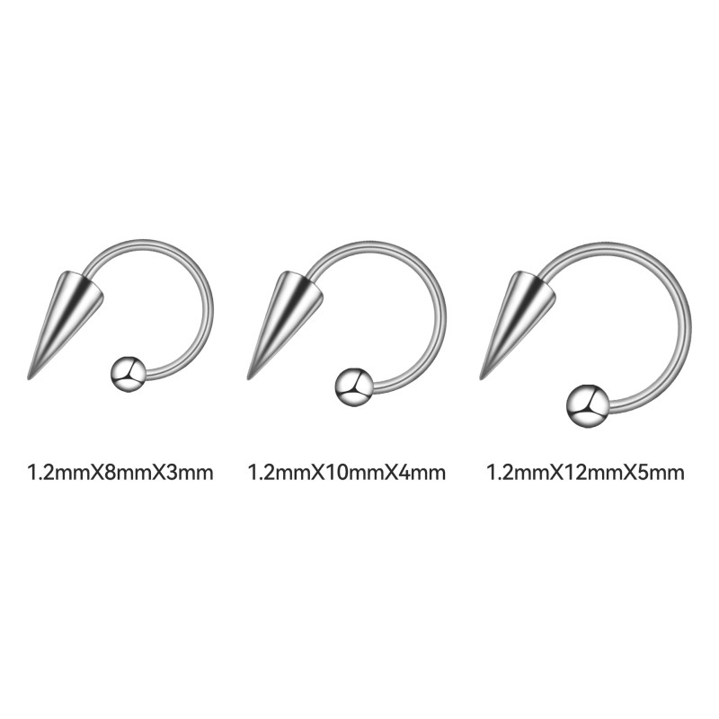 Cross-Border E-commerce Jewelry C-Pole Lip Ring Nose Ring European and American Hot Style Horseshoe Pole Long Pointed Cone Lip Stud Earrings Piercing Ear Jewelry