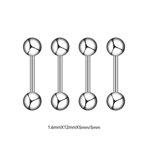 14G Thick Barbell Tongue Piercing Double Ball Barbell Tongue Stud Vacuum Electroplated Ear Bone Stud Titanium Steel Piercing Jewelry Wholesale