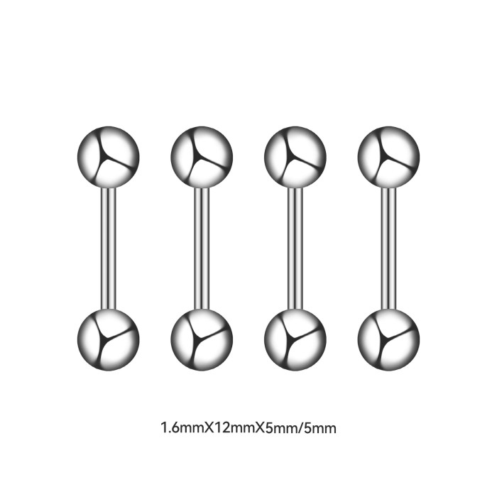 14G Thick Barbell Tongue Piercing Double Ball Barbell Tongue Stud Vacuum Electroplated Ear Bone Stud Titanium Steel P...