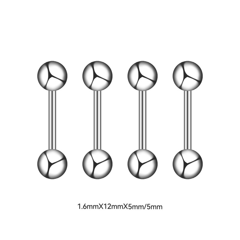 14G Thick Barbell Tongue Piercing Double Ball Barbell Tongue Stud Vacuum Electroplated Ear Bone Stud Titanium Steel Piercing Jewelry Wholesale