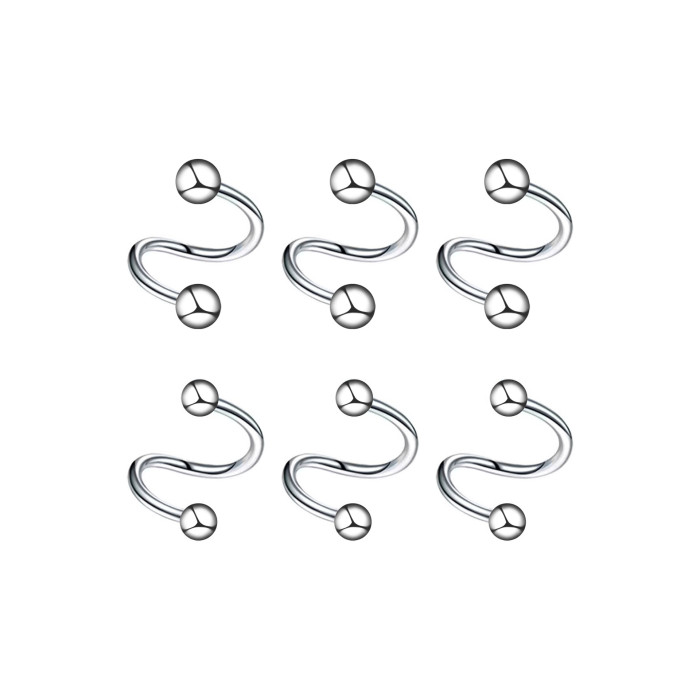 Stainless Steel Screw S-Shaped Spring Earrings Rotating Nose Stud S-Shaped Nose Ring Irregular Titanium Steel Lip Stud Niche Ear Hoop