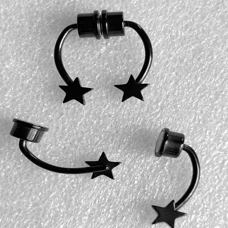 Cross-Border New Product Stainless Steel Magnetic Nose Clip No Piercing Pentagram Strong Magnetic Nose Ring Earrings Factory Wholesale