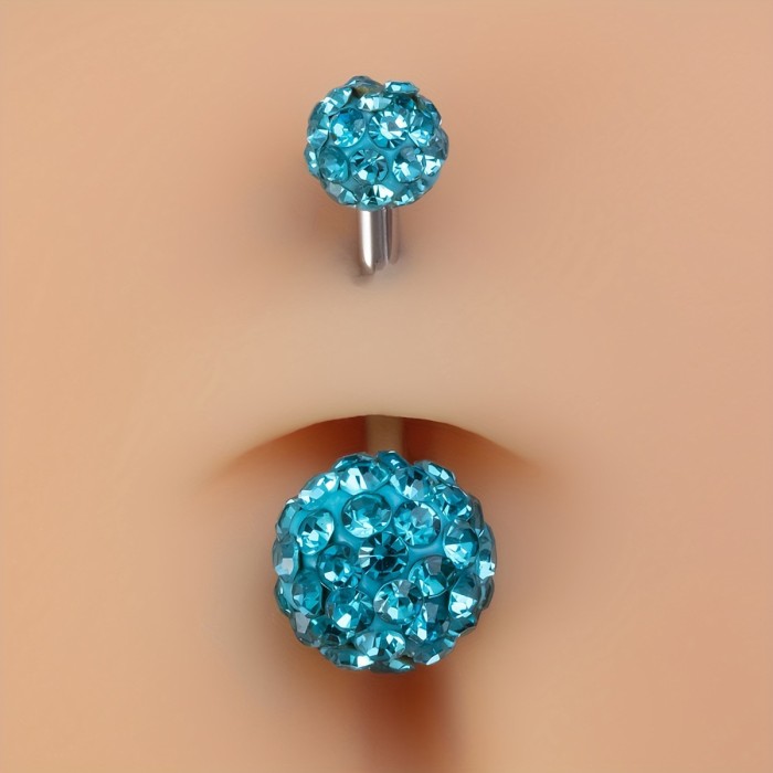 Factory Direct Sale Multi-Color High-Quality Rhinestone Starry Sky Shambhala Ball 316 Stainless Steel Rod Piercing Jewelry Belly Button Ring