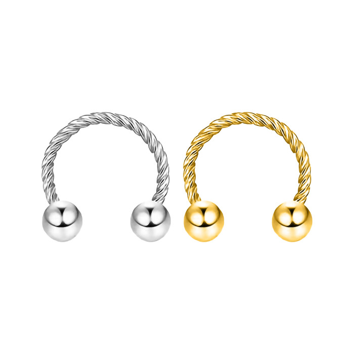 European and American Stainless Steel Nose Ring Twist Horseshoe Rod No Piercing Nose Stud Nose Clip Simple BCR Ring Twisted C-Shaped Piercing Jewelry