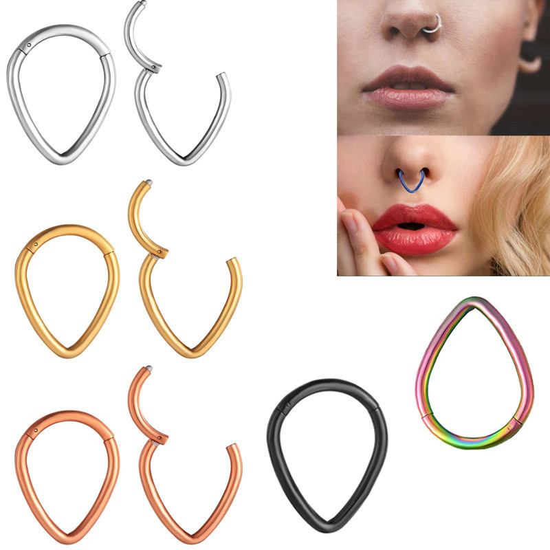 European and American Trend Body Piercing Jewelry 316L Stainless Steel Water Drop Nose Ring Earrings In Stock Manufacturer Wholesale Nose Clip