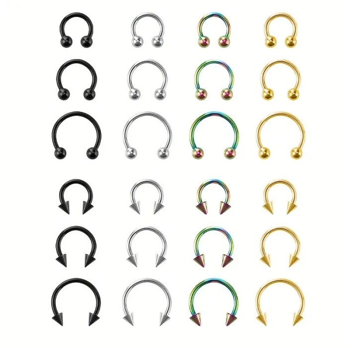 Amazon Xiyin Best-Selling Stainless Steel Horseshoe Ring Universal Clip Ball Ring Multiple Combination Sets Factory D...