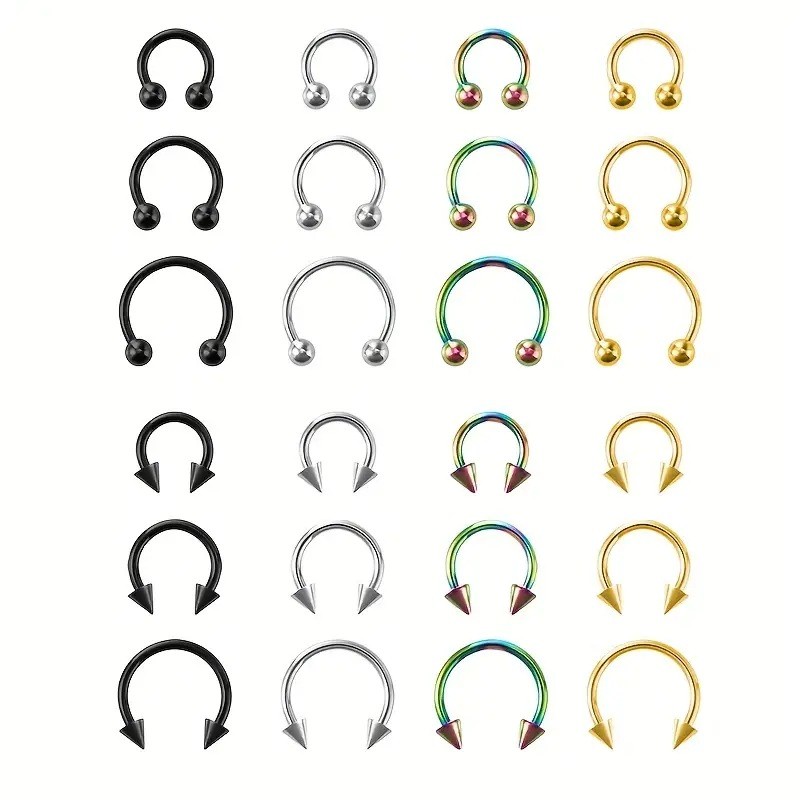 Amazon Xiyin Best-Selling Stainless Steel Horseshoe Ring Universal Clip Ball Ring Multiple Combination Sets Factory Direct Sales