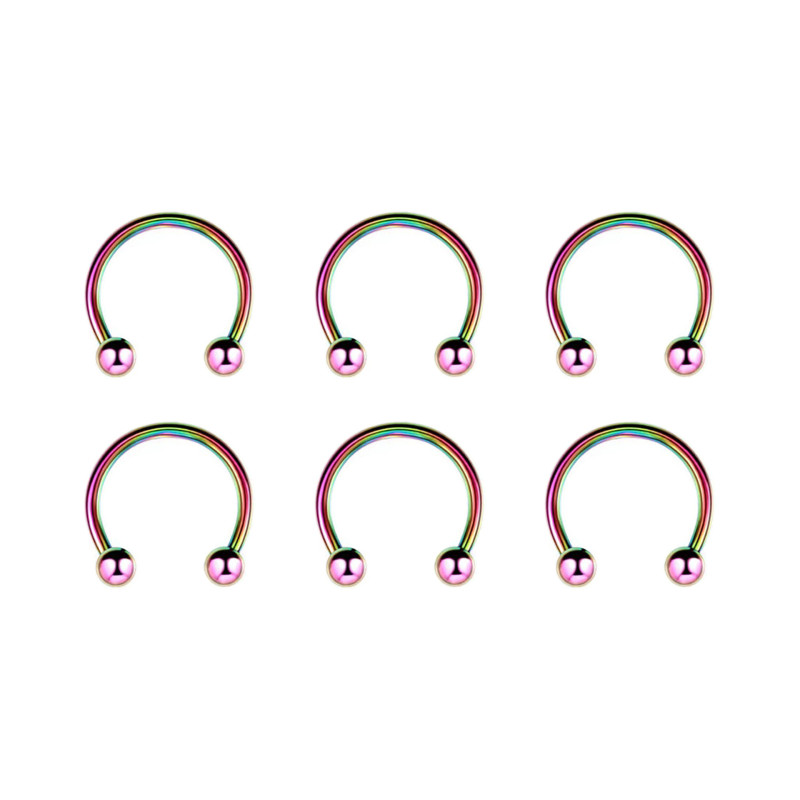 Amazon Hot-Selling Factory Direct Supply Titanium Steel D-Ring Lip Ring Earring Nose Septum Right Angle Horseshoe Ring Fairy Piercing