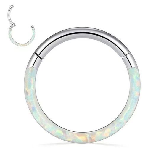 Hot Selling 316 Multifunctional Opal Closed Hoop Lip Ring Inlaid Opal Nose Ring Earrings Piercing Jewelry Factory Direct