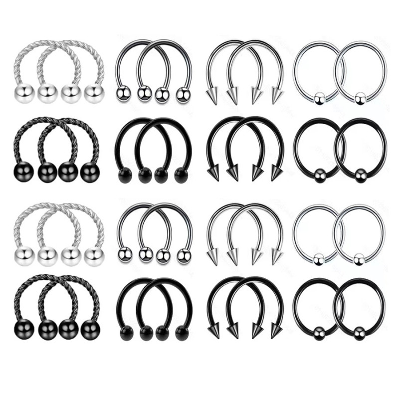 Cross-Border Hot Selling Braided Horseshoe Ring Universal Clip Ball Ring C-Shaped Nose Ring Piercing Hardware Accessories