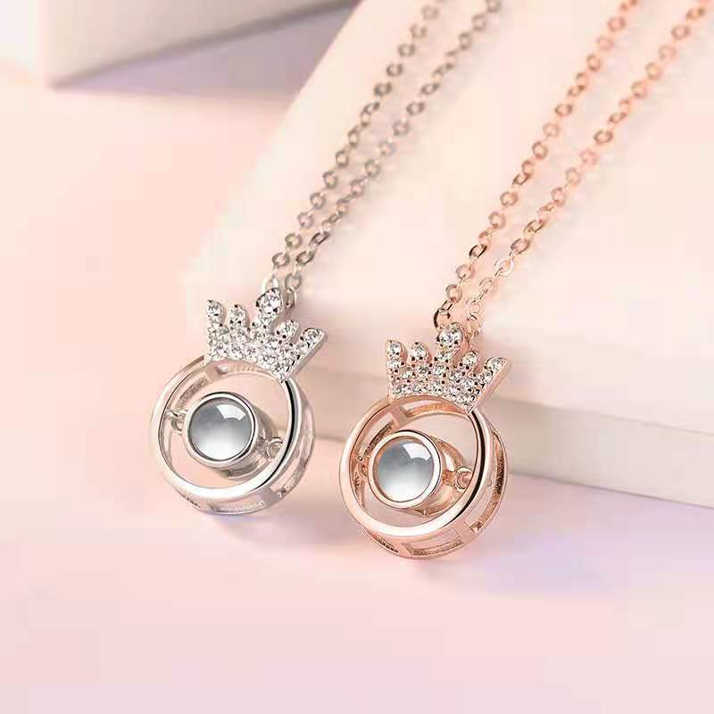 100 Languages 520 I Love You Collarbone Chain Diamond-Encrusted Necklace Projection of Love Pendant Custom One-Piece Dropshipping