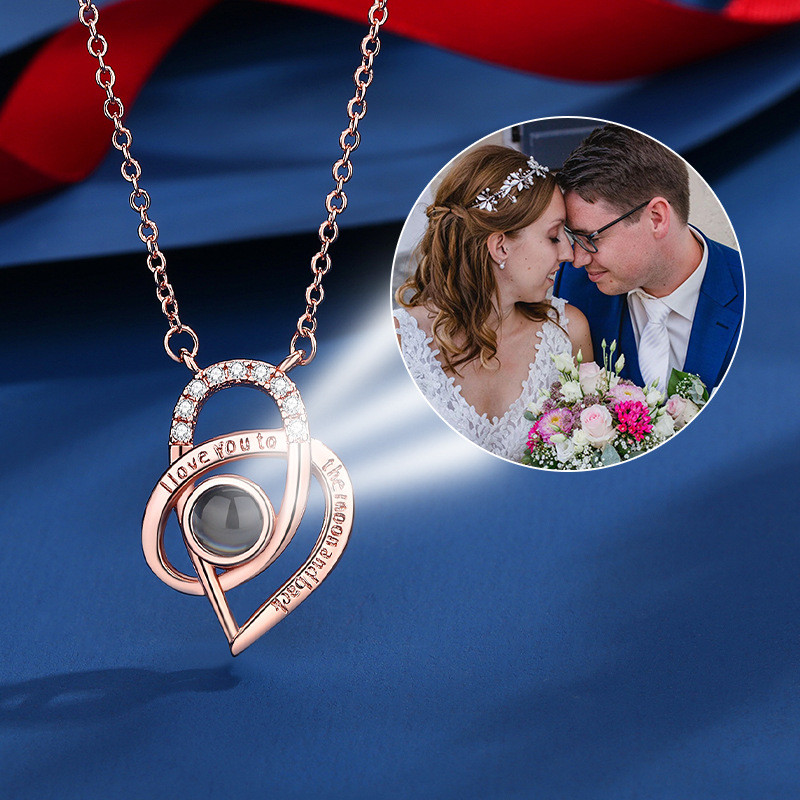 Cross-Border Foreign Trade 100 Languages I Love You Projection Necklace Custom Nano Color Image Photo Text Heart Letter