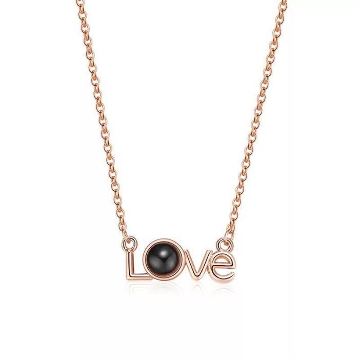 TikTok Influencer Same Style Korean Version 100 Languages I Love You 520 Collarbone Necklace Titanium Steel Valentine's Day Gift