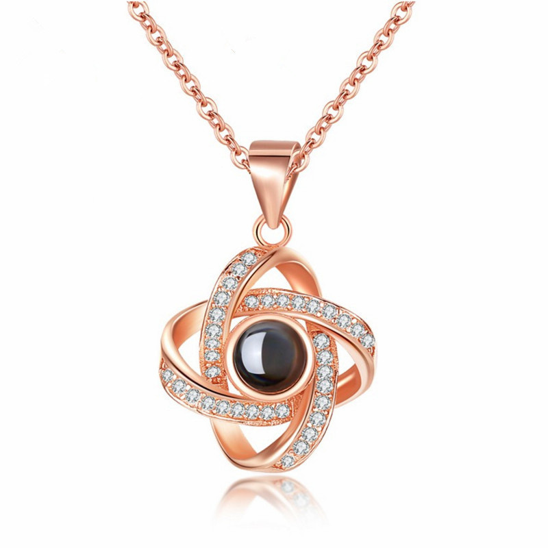100 Languages I Love You Necklace for Women Projection Color Photo Pendant Simple Forest Style Internet Celebrity Jewelry Accessories Customizable for Women