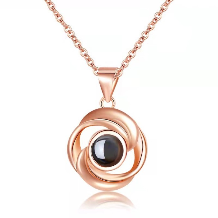 Cross-Border Foreign Trade 100 Languages I Love You Necklace Female Projection Color Picture Photo Text Pendant Dropshipping
