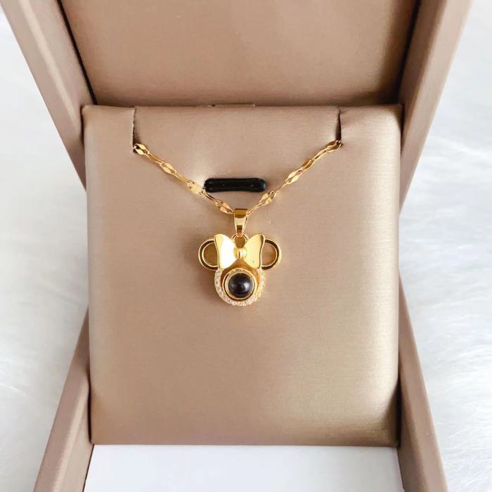 Cross-Border Amazon One Hundred Languages I Love You Projection Necklace for Women Design Sense Collarbone Chain Jewelry Wholesale