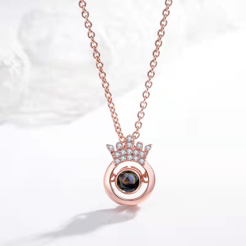 100 Languages 520 I Love You Collarbone Chain Diamond-Encrusted Necklace Projection of Love Pendant Custom One-Piece Dropshipping