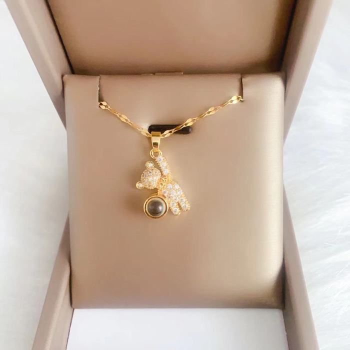 Cross-Border Amazon One Hundred Languages I Love You Projection Necklace for Women Design Sense Collarbone Chain Jewelry Wholesale