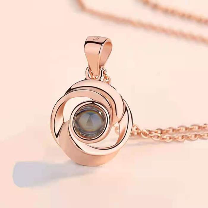 Cross-Border Foreign Trade 100 Languages I Love You Necklace Female Projection Color Picture Photo Text Pendant Dropshipping