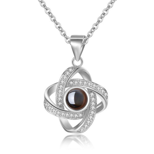 100 Languages I Love You Necklace for Women Projection Color Photo Pendant Simple Forest Style Internet Celebrity Jewelry Accessories Customizable for Women