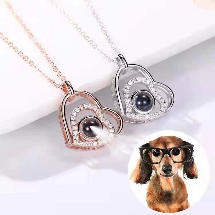 European and American Cross-Border Trade 100 Languages I Love You Necklace Nano Projection Custom Color Image Photo Text Heart