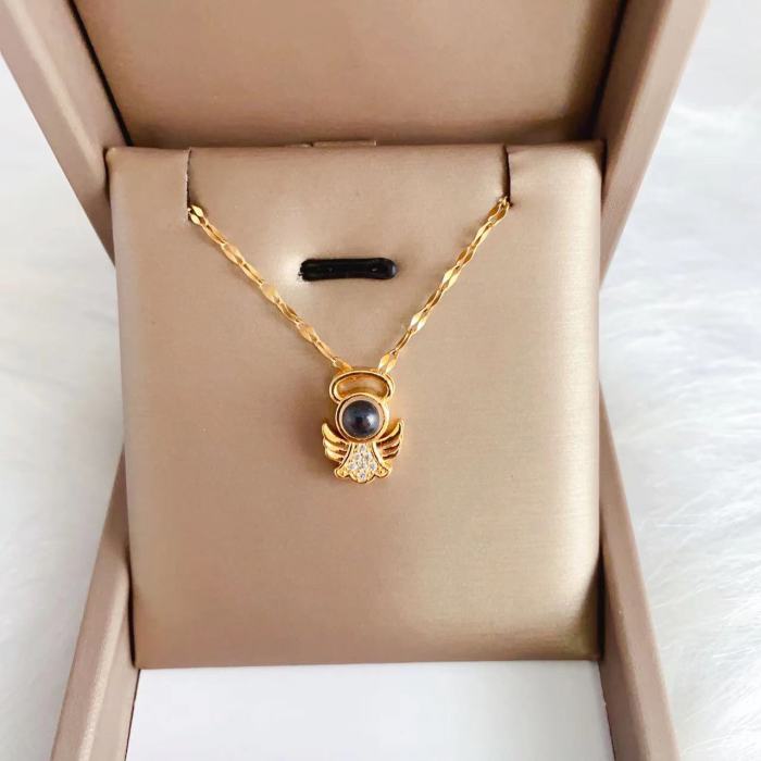 Cross-Border Amazon One Hundred Languages I Love You Projection Necklace for Women Design Sense Collarbone Chain Jewelry Wholesale