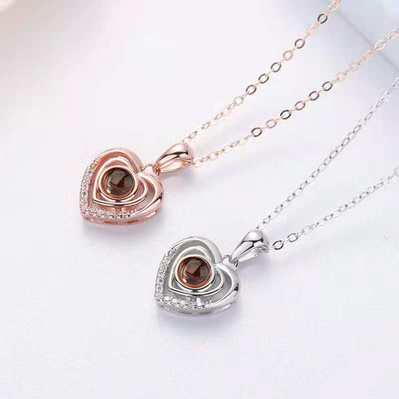 100 Languages I Love You Projection Necklace for Women Collarbone Chain Choker One Piece Dropshipping Qixi Valentine's Day Gift