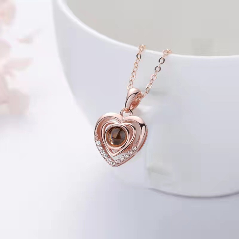 100 Languages I Love You Projection Necklace for Women Collarbone Chain Choker One Piece Dropshipping Qixi Valentine's Day Gift