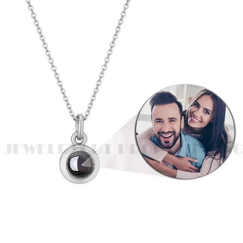 Cross-Border Foreign Trade 100 Languages I Love You Projection Dot Necklace Titanium Steel Custom Color Picture Photo One Piece Dropshipping