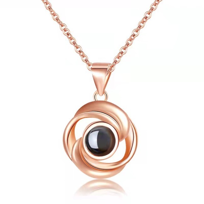 Cross-Border Foreign Trade 100 Languages I Love You Necklace Female Projection Color Picture Photo Text Pendant Dropshipping