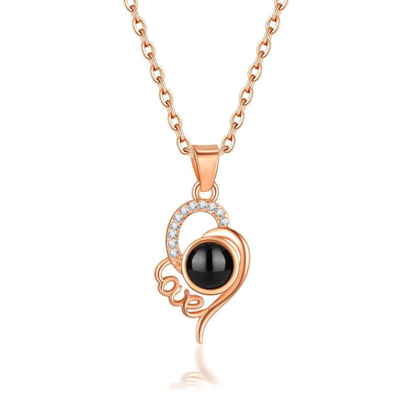 Amazon New 100 Languages I Love You Letter Heart Projection Necklace for Women Unique Niche Heart Necklace