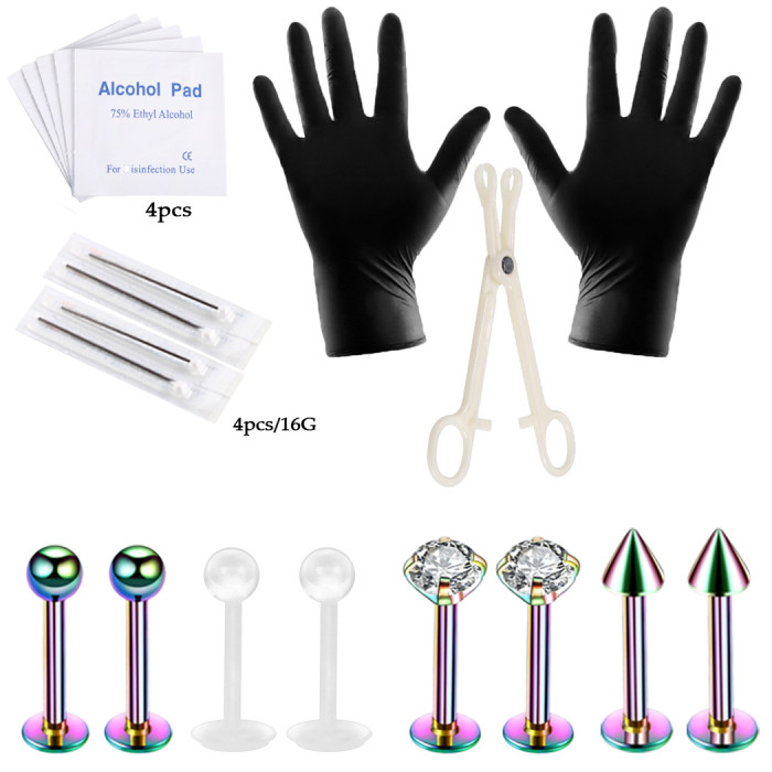 Stainless Steel Lip Stud Body Piercing Disposable Tool Set Specially Supplied to Amazon Bestselling Cross-Border Manufacturer