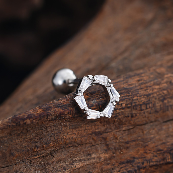 Stainless Steel Rod Copper Micro Inlaid Zircon Ear Bone Studs Exquisite Simple Cross-Border Ear Studs Piercing Jewelry 0.8*6*4mm