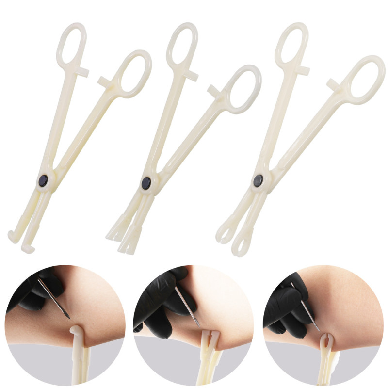 Piercing Auxiliary Tool Sterilized Bag Disposable Round Mouth Oblique Mouth Triangle Piercing Forceps Human Piercing Tattoo Tool