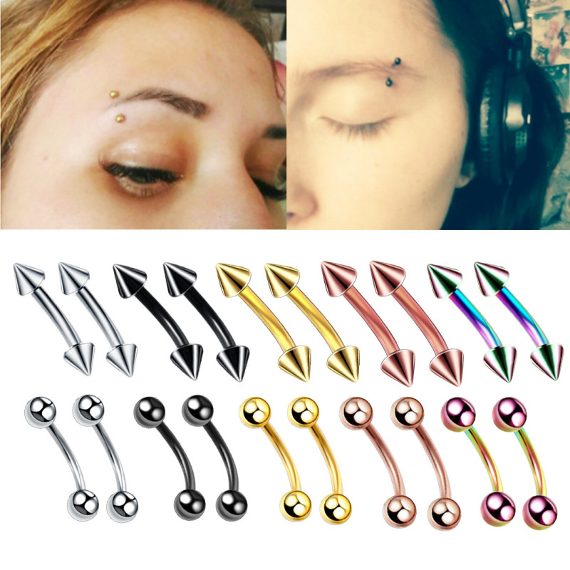 Stainless Steel Eyebrow Studs Lip Studs Color Retention Electroplated Earrings European and American Piercing Jewelry Multi-color Multi-size Cross-border Exclusive Supply