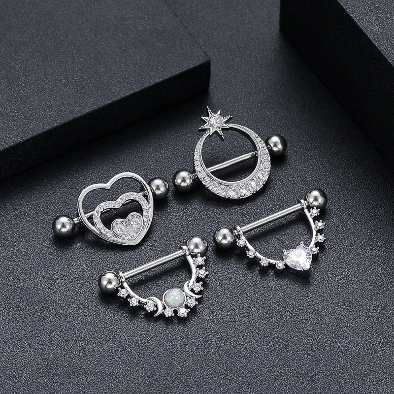 Cross-border E-commerce New Zircon Nipple Rings Nipple Piercing Jewelry Online Wholesale